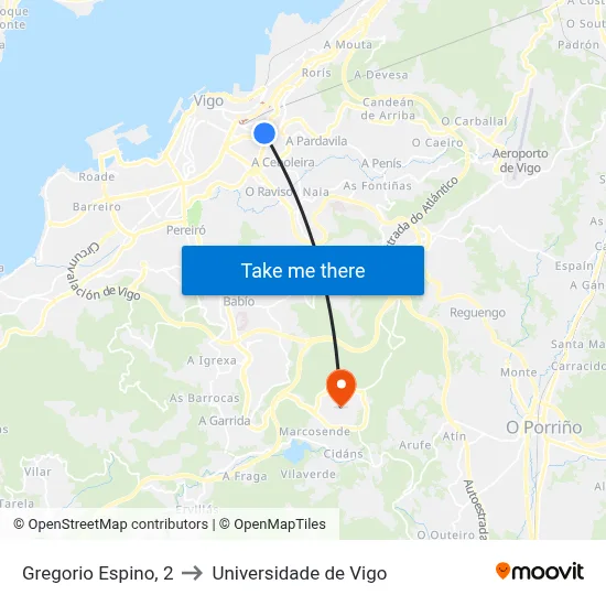 Gregorio Espino, 2 to Universidade de Vigo map