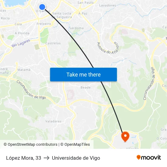 López Mora, 33 to Universidade de Vigo map