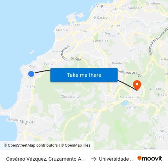 Cesáreo Vázquez, Cruzamento Amariz Lourenzo to Universidade de Vigo map