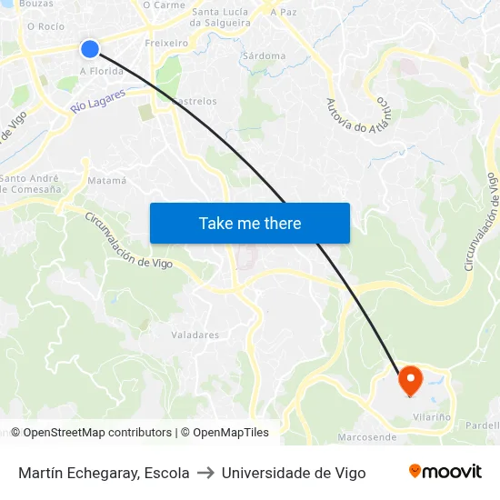 Martín Echegaray, Escola to Universidade de Vigo map