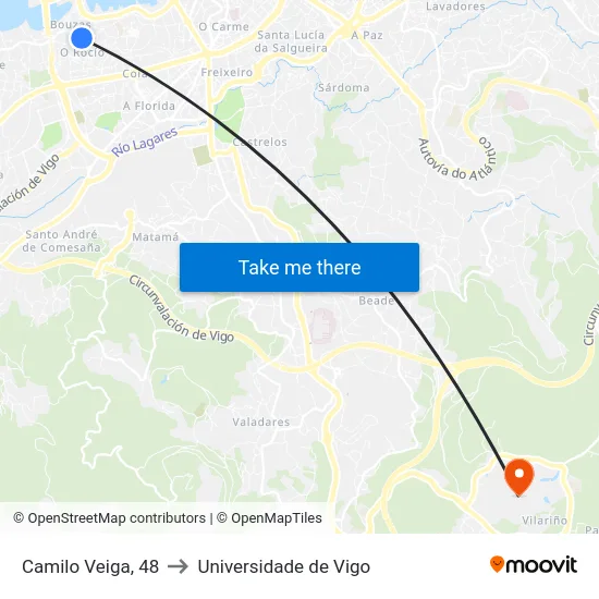 Camilo Veiga, 48 to Universidade de Vigo map