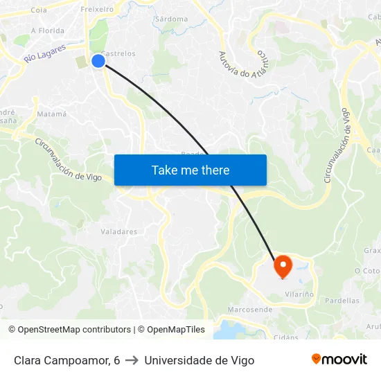 Clara Campoamor, 6 to Universidade de Vigo map