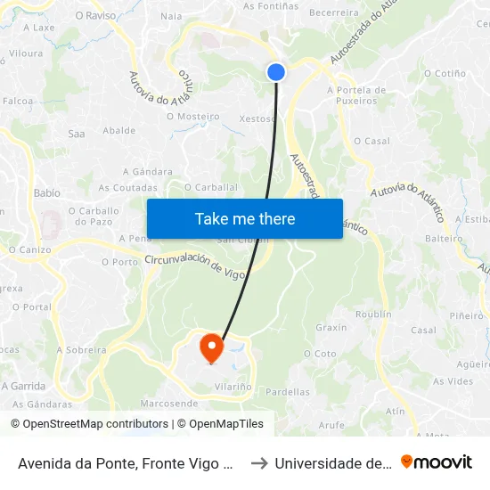 Avenida da Ponte, Fronte Vigo Memorial to Universidade de Vigo map