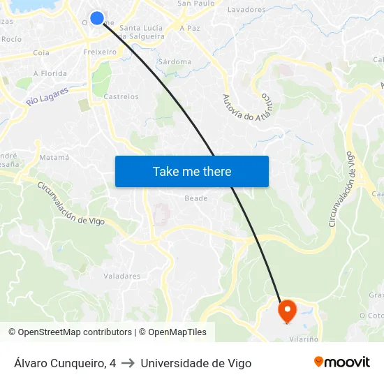 Álvaro Cunqueiro, 4 to Universidade de Vigo map