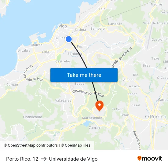 Porto Rico, 12 to Universidade de Vigo map