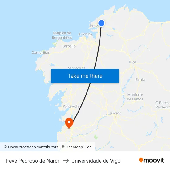 Feve-Pedroso de Narón to Universidade de Vigo map