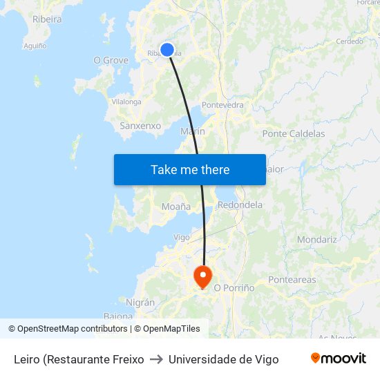 Leiro (Restaurante Freixo to Universidade de Vigo map