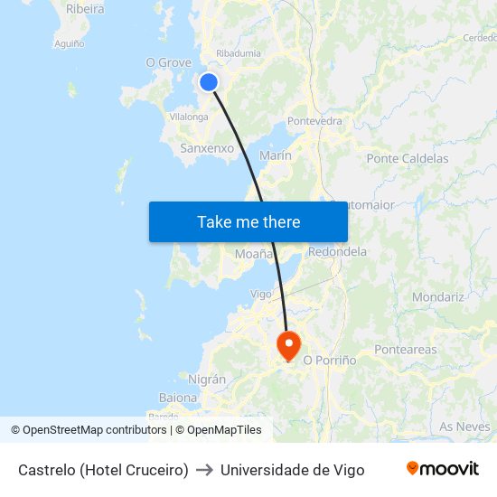 Castrelo (Hotel Cruceiro) to Universidade de Vigo map