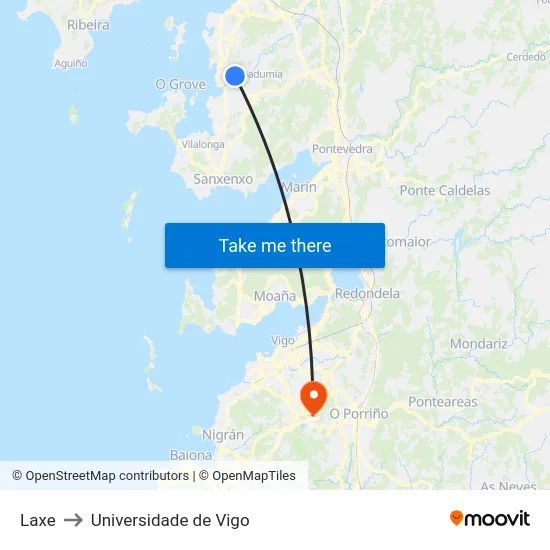 Laxe to Universidade de Vigo map