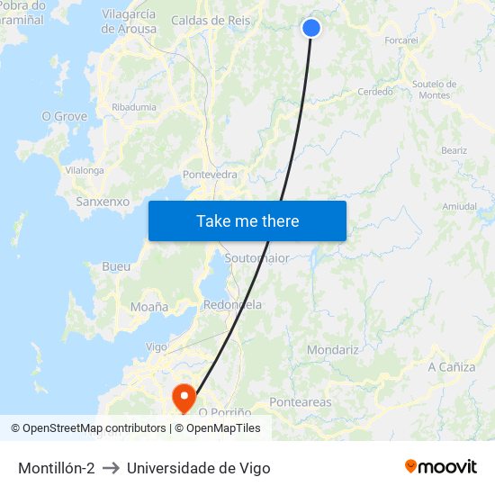 Montillón-2 to Universidade de Vigo map