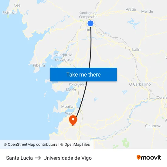Santa Lucia to Universidade de Vigo map