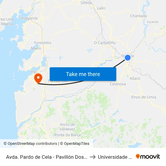 Avda. Pardo de Cela - Pavillón Dos Remedios 🏃🏃‍➡️ to Universidade de Vigo map