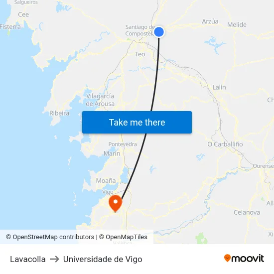 Lavacolla to Universidade de Vigo map