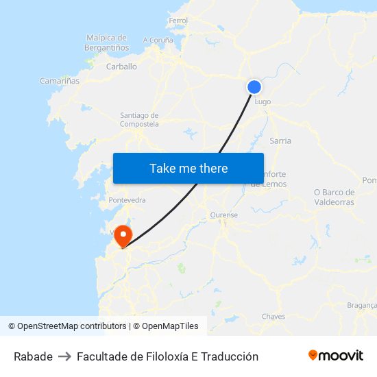 Rabade to Facultade de Filoloxía E Traducción map