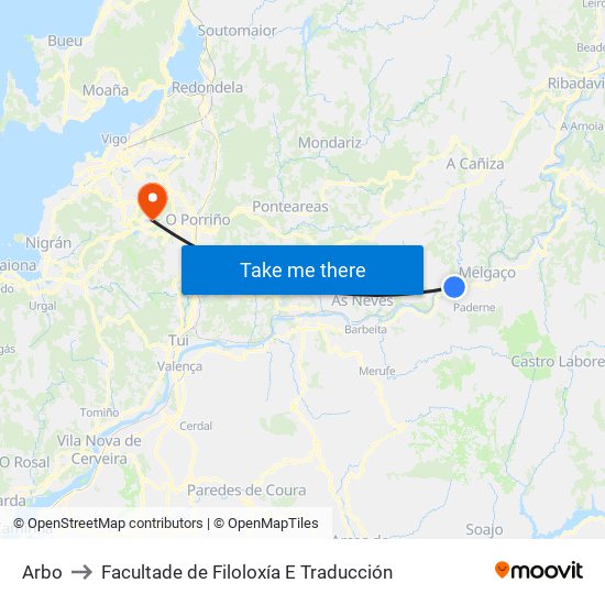 Arbo to Facultade de Filoloxía E Traducción map
