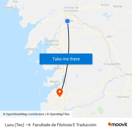 Luou (Teo) to Facultade de Filoloxía E Traducción map