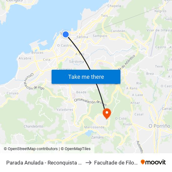 Parada Anulada - Reconquista (Correos) // O Regato da Fonte to Facultade de Filoloxía E Traducción map