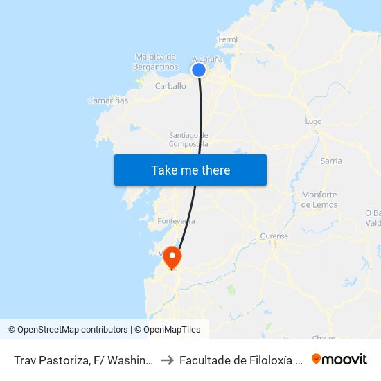 Trav Pastoriza, F/ Washington (Arteixo) to Facultade de Filoloxía E Traducción map