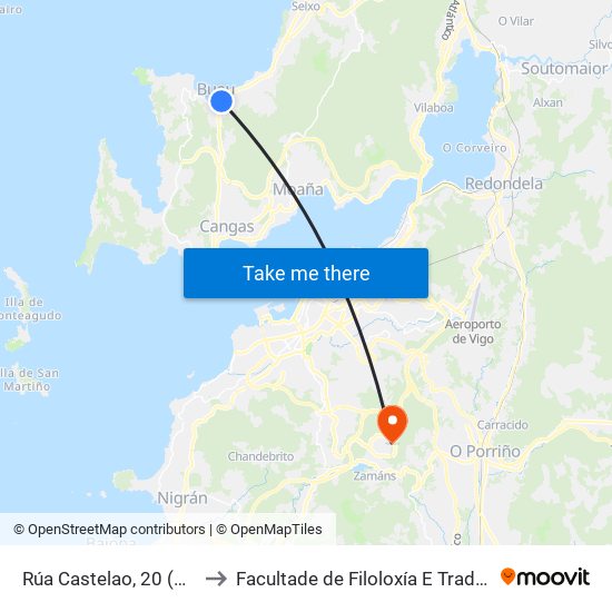 Rúa Castelao, 20 (Bueu) to Facultade de Filoloxía E Traducción map