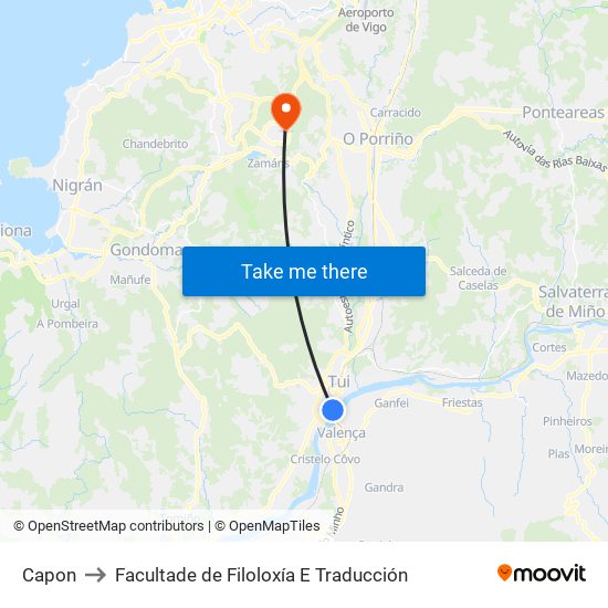 Capon to Facultade de Filoloxía E Traducción map