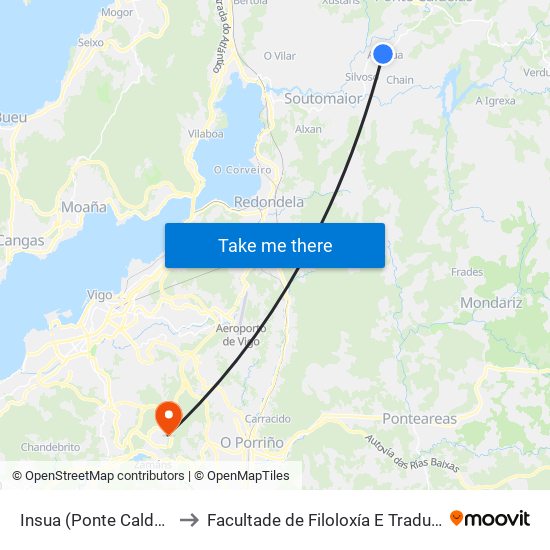 Insua (Ponte Caldelas) to Facultade de Filoloxía E Traducción map