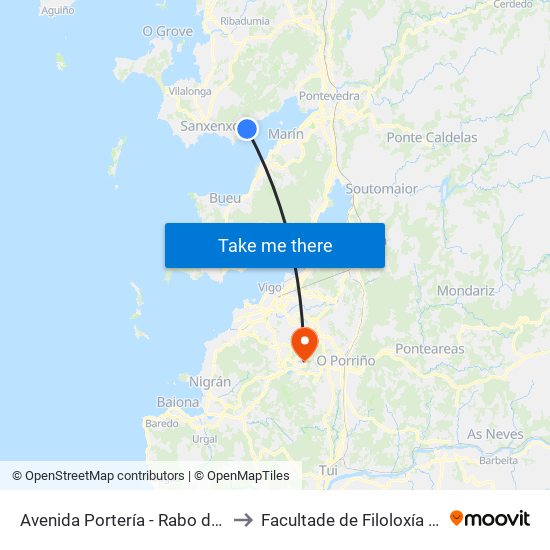 Avenida Portería - Rabo de Porco (Poio) to Facultade de Filoloxía E Traducción map