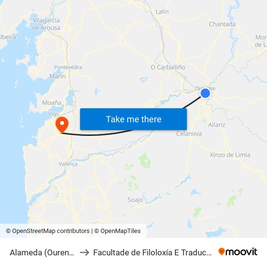 Alameda (Ourense) to Facultade de Filoloxía E Traducción map