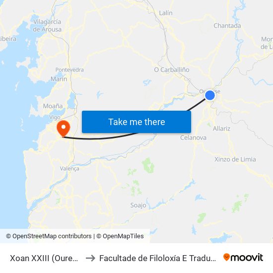 Xoan XXIII (Ourense) to Facultade de Filoloxía E Traducción map