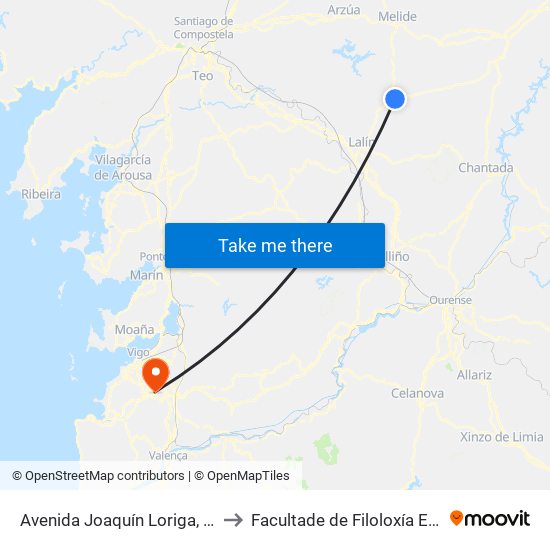 Avenida Joaquín Loriga, 1 (Agolada) to Facultade de Filoloxía E Traducción map