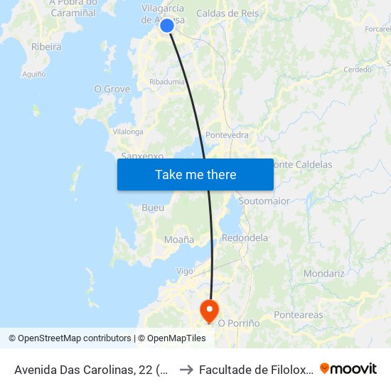 Avenida Das Carolinas, 22 (Vilagarcía de Arousa) to Facultade de Filoloxía E Traducción map