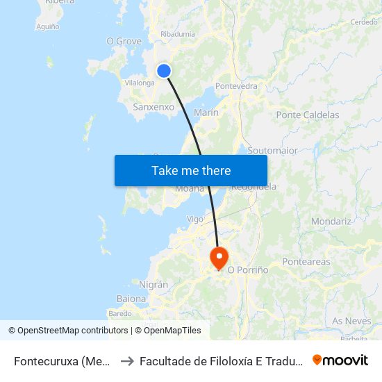 Fontecuruxa (Meaño) to Facultade de Filoloxía E Traducción map