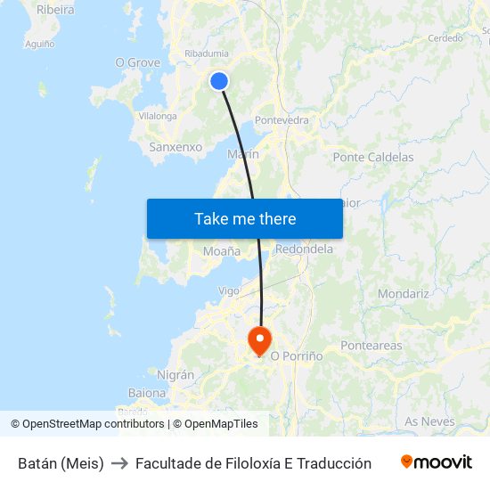 Batán (Meis) to Facultade de Filoloxía E Traducción map