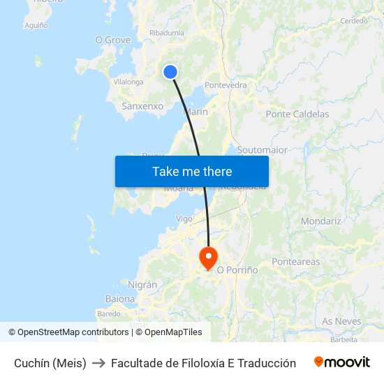 Cuchín (Meis) to Facultade de Filoloxía E Traducción map