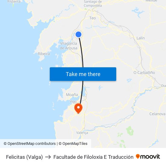 Felicitas (Valga) to Facultade de Filoloxía E Traducción map