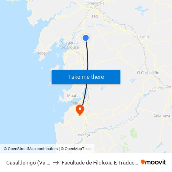 Casaldeirigo (Valga) to Facultade de Filoloxía E Traducción map