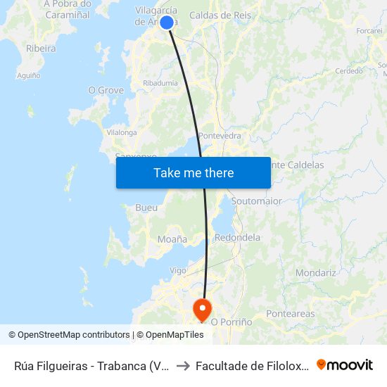 Rúa Filgueiras - Trabanca (Vilagarcía de Arousa) to Facultade de Filoloxía E Traducción map