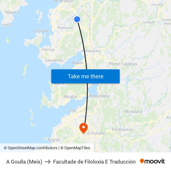 A Goulla (Meis) to Facultade de Filoloxía E Traducción map