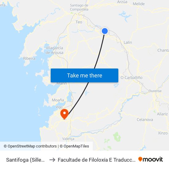 Santifoga (Silleda) to Facultade de Filoloxía E Traducción map