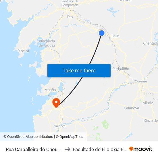 Rúa Carballeira do Chousiño (Silleda) to Facultade de Filoloxía E Traducción map