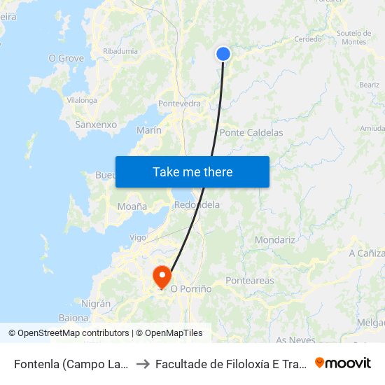 Fontenla (Campo Lameiro) to Facultade de Filoloxía E Traducción map