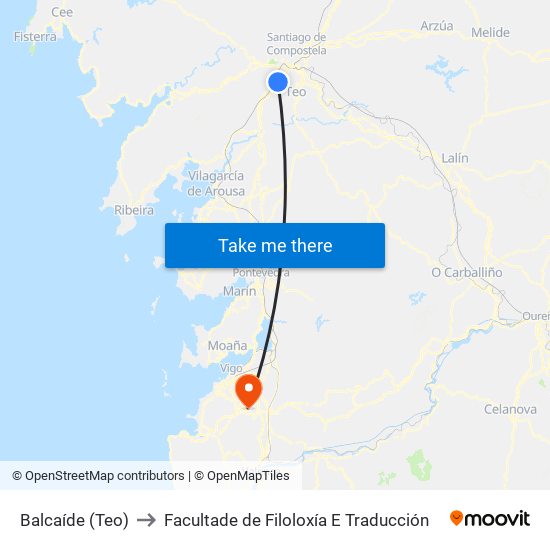 Balcaíde (Teo) to Facultade de Filoloxía E Traducción map