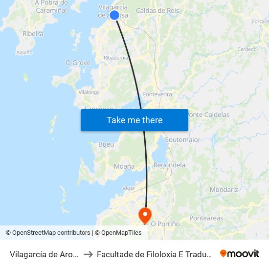 Vilagarcía de Arousa to Facultade de Filoloxía E Traducción map