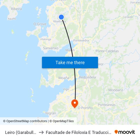 Leiro (Garabullo) to Facultade de Filoloxía E Traducción map