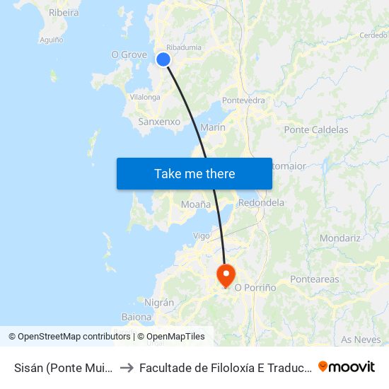 Sisán (Ponte Muiño) to Facultade de Filoloxía E Traducción map