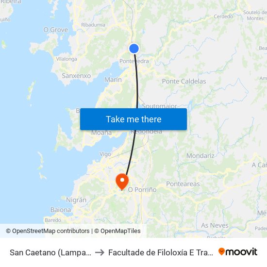 San Caetano (Lamparuzas) to Facultade de Filoloxía E Traducción map