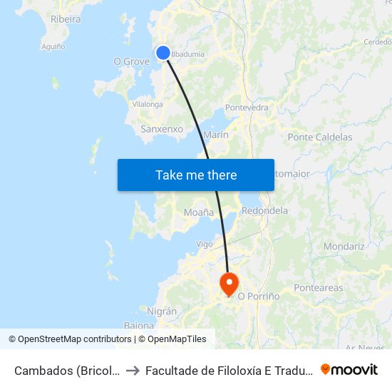 Cambados (Bricolaje) to Facultade de Filoloxía E Traducción map