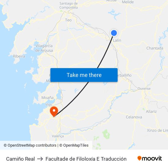 Camiño Real to Facultade de Filoloxía E Traducción map