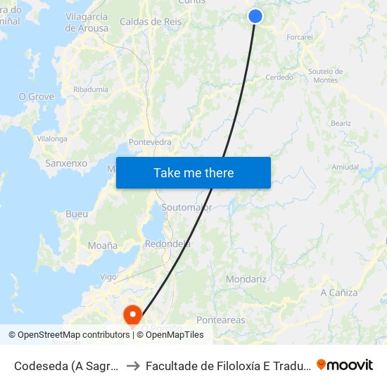 Codeseda (A Sagrada) to Facultade de Filoloxía E Traducción map