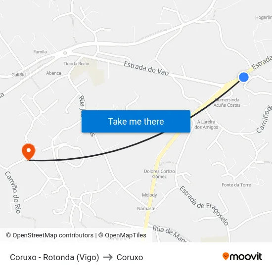 Coruxo - Rotonda (Vigo) to Coruxo map