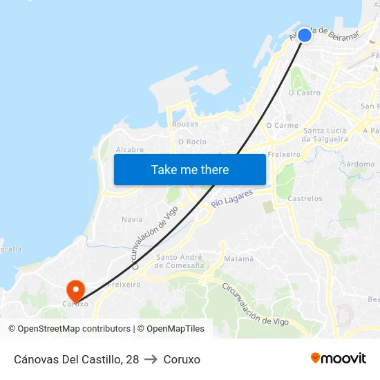 Cánovas Del Castillo, 28 to Coruxo map